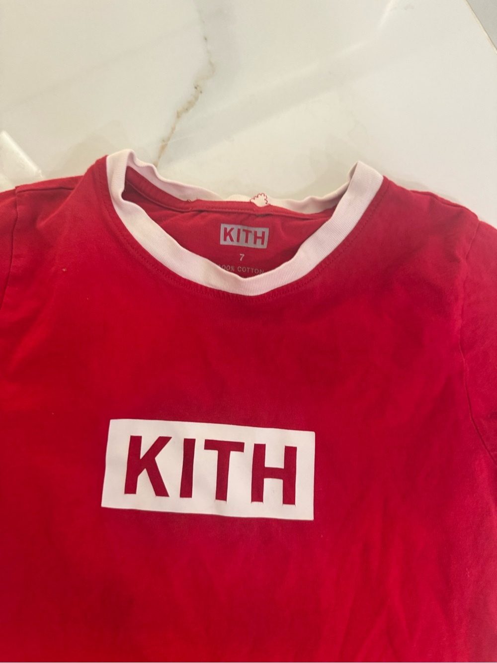 Kith Kids Red Logo Tee – Size 7 - Picture 3 of 6